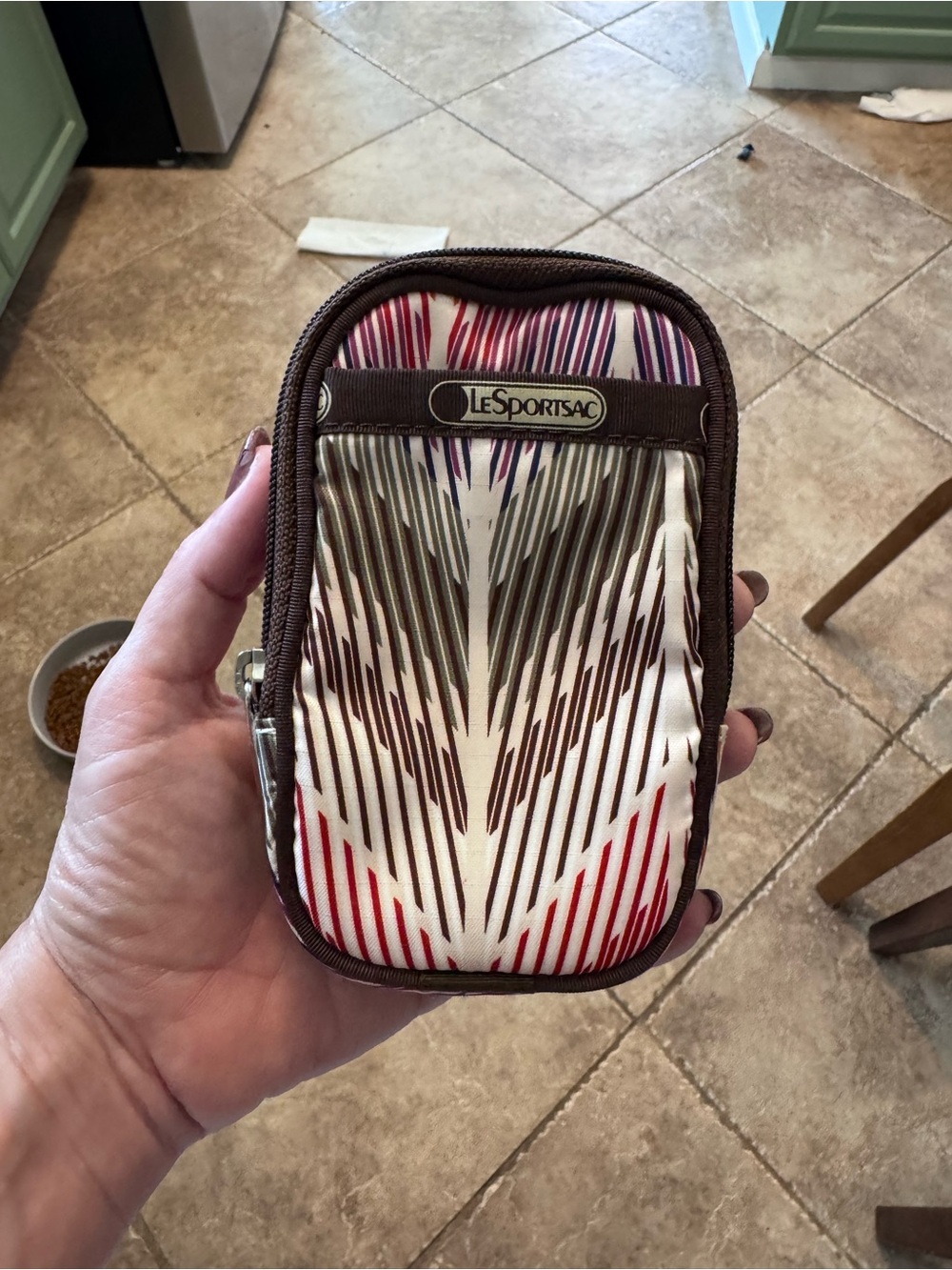 LeSportsac Brown/White Patterned Pouch